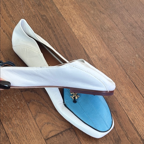 NWOT Tory Burch Blue and White Flats with Gold Accent - Picture 4 of 5